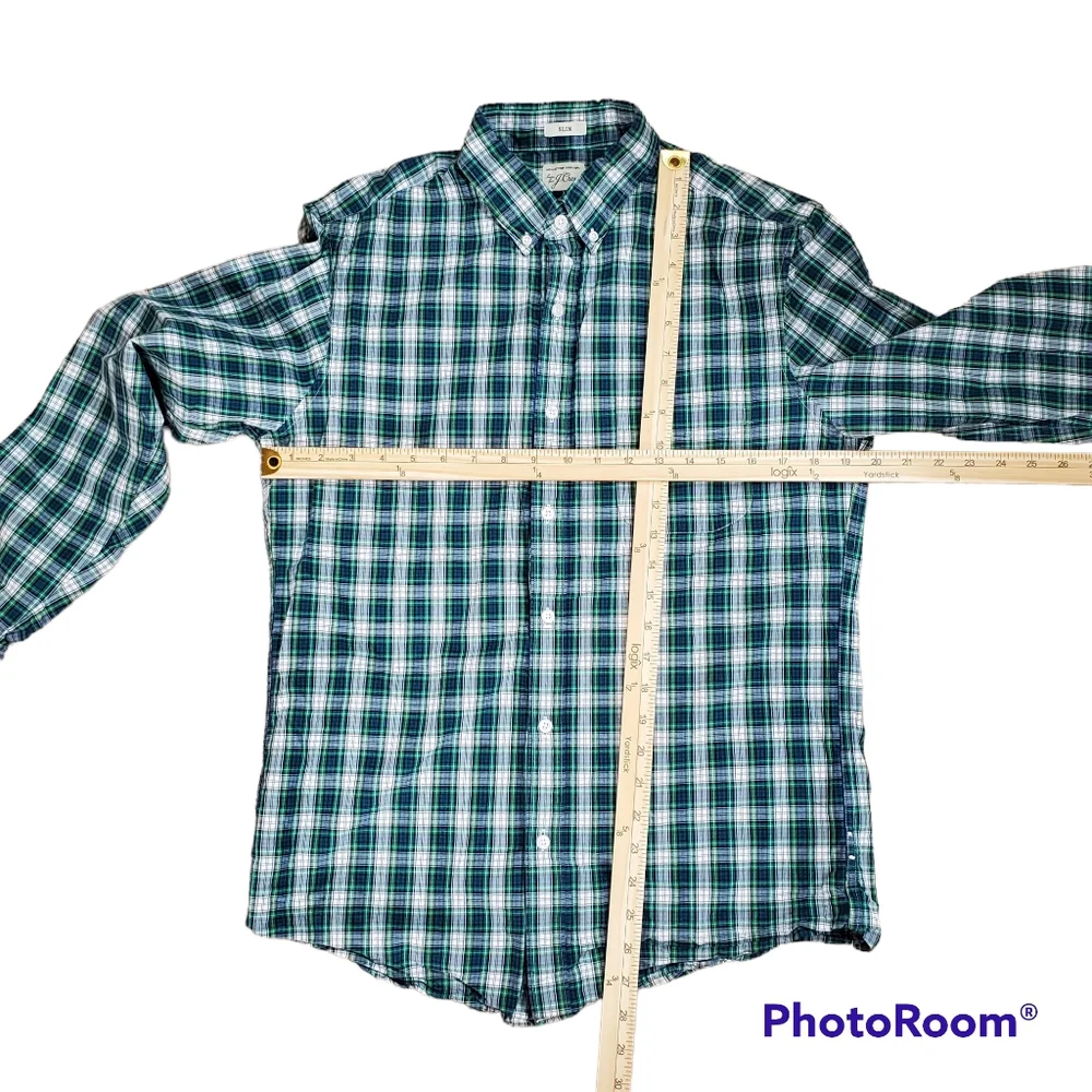 J Crew Mens Checker Plaid Button Down Long Sleeve Shirt Size Medium Slim Fit